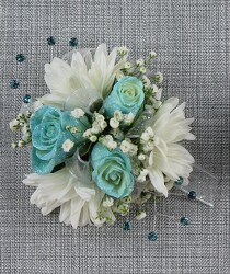 3 Blue Roses, 3 Wh Daisy, Baby's Breath and Blue Rhinestones from Flowers by Ray and Sharon in Muskegon, MI